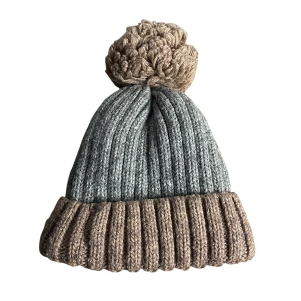 Studio 9 Women's Gray/Mauve Pompom Knit Beanie